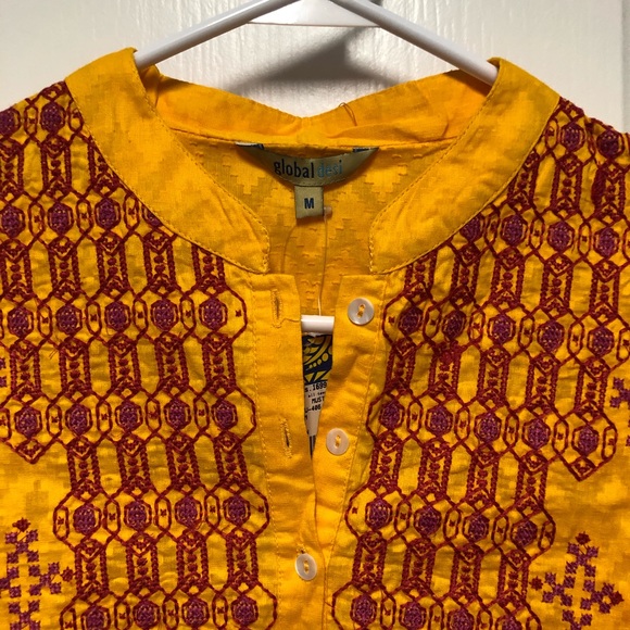 🌿Indian Global Desi Mustard COTTON KURTI / Tunic - Picture 5 of 5